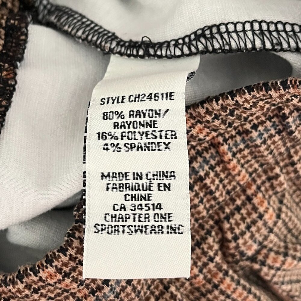 Jogger Style Dress Pants (2 pairs) Black/White Checked & Brown/Beige Tartan (M) - Picture 6 of 15